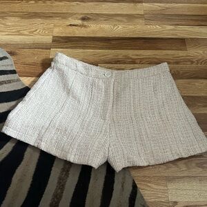Women's Cream+Pastel Pink Tweed Shorts